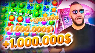 Streamer RECORD win on Fruit Party - Top 5 Big wins in casino slot