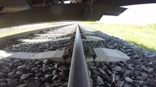 Вид колеса поезда на рельсе / Train wheel view to the rail