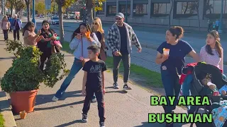 Bushman prank in San Francisco, California: Tourists running and screaming for their lives!