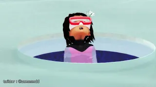 Anime girl diving under ice