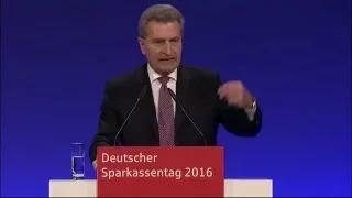 Die Keynote von EU-Kommissar Guenther Oettinger auf dem Sparkassentag 2016 (Zusammenschnitt)