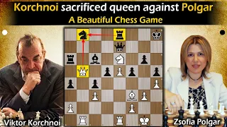 Korchnoi sacrificed queen against Polgar | Korchnoi vs Polgar 1995