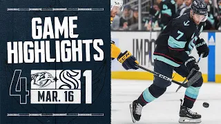 Nashville Predators vs. Seattle Kraken | 3/16 Game Highlights