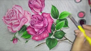 Pintura em tecido, como pintar rosa cor de rosa