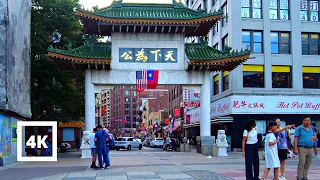 4K Boston Chinatown Summer Evening Walking Tour ASMR Ambience