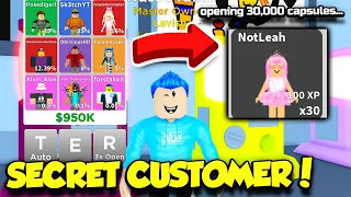 Opening 30,000 YOUTUBER CAPSULES To Get THE SECRET YOUTUBER CUSTOMER IN ARCADE EMPIRE!! (Roblox)