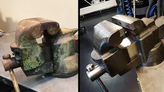 Huge Rusty Vise - Restoration + Improvements