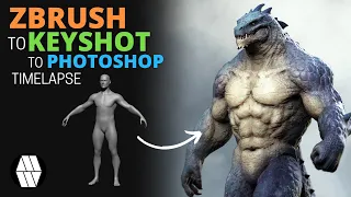 ZBrush to Keyshot to Photoshop Timelapse - 'Buff-Zilla' Concept