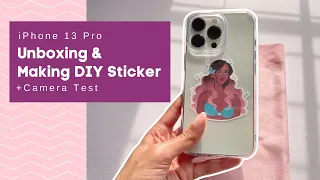 *Chill* Unboxing Silver iPhone 13 Pro 128gb📱 Making a sticker for my new phone 😊 + Camera Test!!