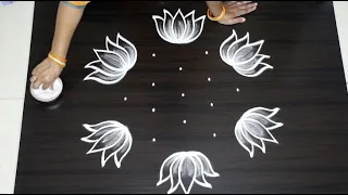 Beautiful Star kolam with dots || Trendy flower muggulu designs || Great Indian Rangoli