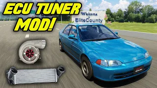 UPGRADING 100HP Stock CIVIC to 300HP+ w/ EPIC New ECU TUNER App & DYNO MOD | Assetto Corsa Driving