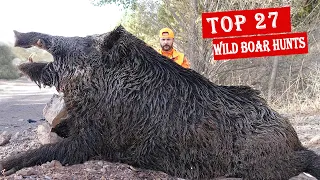 27 perfect wild boar shots in 10 minutes, the best wild boar hunting, unforgettable scenes