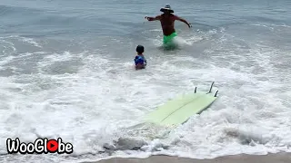 Kid Surfer Slammed By Waves || WooGlobe