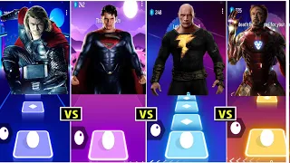 THOR vs SUPER MAN vs BLACK ADAM vs IRON MAN - all Marvel Avengers Vs all DC super heroes | tiles hop