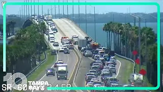 Crash blocks traffic on westbound Courtney Campbell Causeway