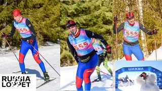 Лыжный марафон Шижма 2022 RussiaLoppet (Киров) падение со скорости 50км/ч участник под номером 555