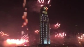 Burj Khalifa New Year Fireworks 2015 - view from downtown