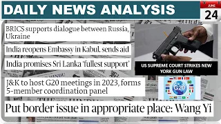 24th June 2022 Daily Current Affairs/Burning Issue (G20 in J&K, China on India relations)