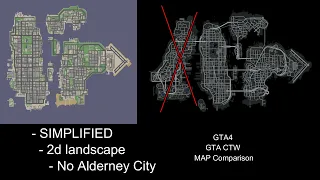 GTA 4 and GTA CTW map comparison, 2d/3d dimension