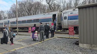 Amtrak #112 leads the westbound Pennsylvanian at Lewistown, PA (03/03/2024)