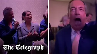 Priti Patel and Nigel Farage sing at Conservative Party conference karaoke