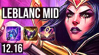 LEBLANC vs TF (MID) | 6 solo kills, 10/2/8, 1.1M mastery, 500+ games | EUW Diamond | 12.16