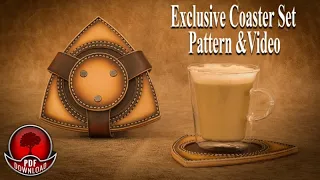 Making Original Coaster Set from Leather -  Pattern/Template