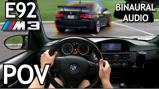 E92 M3 POV Drive - Titanium Exhaust Sounds RAW (Binaural Audio)