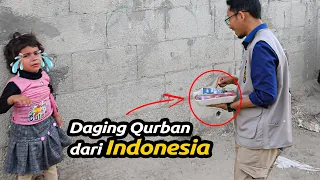 terima Daging Qurban ,Tangis gadis cilik Palestina ini berhenti seketika - Vlog Muhammad Husein Gaza