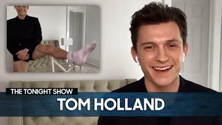 Tom Holland Shows Off His Viral Pants-less Look for Virtual Interviews | The Tonight Show