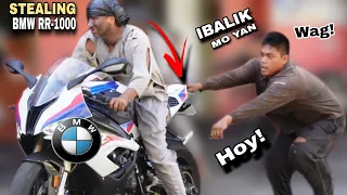 STEALING BMW RR-1000 BIG BIKE "PUBLIC PRANK" | Kinabahan sila