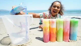 MIXING ALL MY SLIMES ON THE BEACH!! Giant Slime Smoothie
