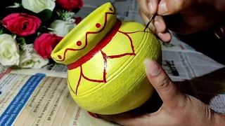 Easy pot painting idea||pot decoration idea|| step by step painting||sai painting & craft