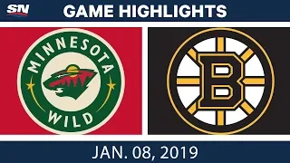 NHL Highlights | Wild vs. Bruins - Jan. 8, 2019