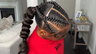 Freestyle Sleek Ponytail | Stitch Braids | French Braided Ponytail