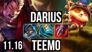 DARIUS vs TEEMO (TOP) (DEFEAT) | Quadra, 2.1M mastery, Dominating | BR Master | v11.16