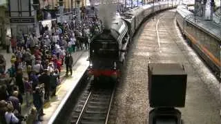 60163 Tornado departs York on 'The Cathedrals Express' with big whistle and wheelslip 30/06/12