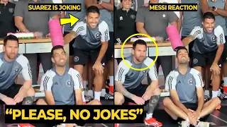 MESSI reaction to Suarez joking with Busquets during the photoshoot after Inter Miami training