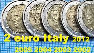 2 euro Italy 2002 2003 2004 2005 2012 Italia