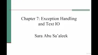 Exception Handling and Text IO