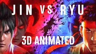 Ryu Vs Jin 3D Animated Fight / Рью против Джина 3D  Бой 2018