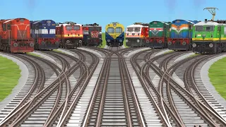 9 Rails Running At New Bumpy Branched🔻 Railroad Crossings Tracks | indian train simulator