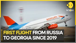 First flight from Russia to Georgia since 2019 lands to protests | Latest News | WION