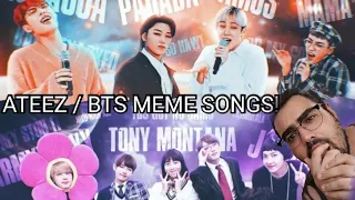 'SO I CREATED A SONG OUT OF BTS / ATEEZ MEMES! REACTION!