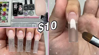 TESTING A $10 POLYGEL KIT FROM AMAZON! COMES WITH A NAIL LAMP?! | Nail Tutorial