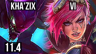 KHA'ZIX vs VI (JUNGLE) | 25/2/9, 10 solo kills, Legendary, 1200+ games | KR Diamond | v11.4