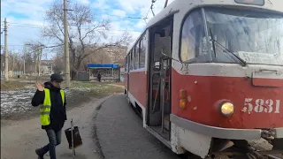 Зимний Волгоград. Трамвайный маршрут 5. "Жилгородок" - "Радомская". Winter Volgograd. Tram route 5