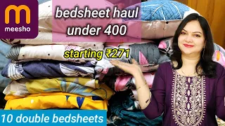 meesho bedsheet haul *10 double bedsheets* starting ₹271 | meesho cotton bedsheet haul under 400