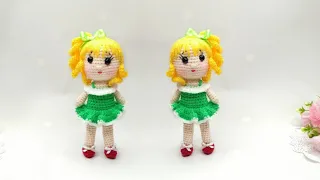 ☘️ EVERYONE is delighted with BEAUTY! ☘️Crochet doll in a green dress. Part 1
