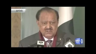 Saddar Mamnoon Hussain ne dehshatgardi kay khiulaf qoumi bayanya jar i kar diya